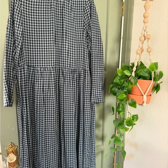 H&M Blue Gingham Long Sleeve Maxi Dress - Picture 4 of 5
